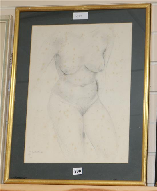 John Skelton (Irish, 1925-2009), pencil drawing, nude study, signed and dated 66, 47 x 34cm